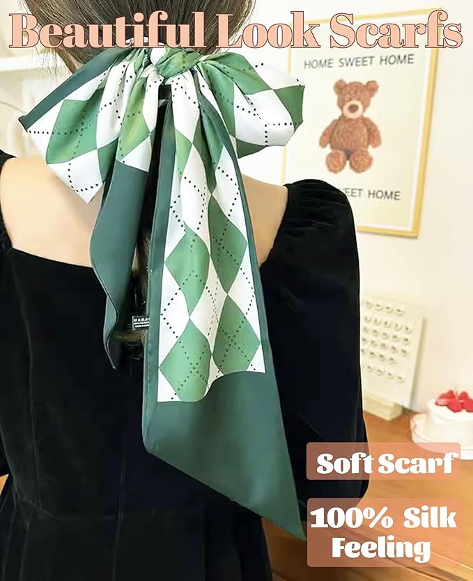 kcctoo 59" Mulberry Silk Like Head Scarf Women's Fashion Square Neck Satin Scarfs for Bag Hair Scarves Gift 59 * 5.9”