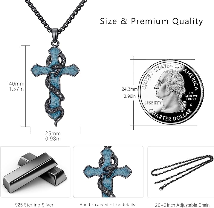 YEESIA Cross Necklace for Men Women 925 Sterling Silver Christian Pendant Religious Jewelry Gift for Men Women.