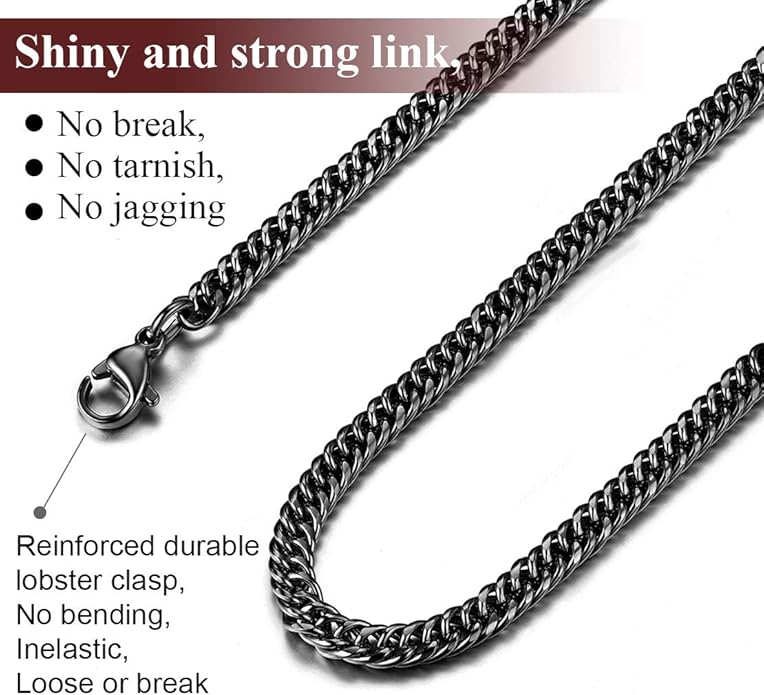 FindChic Men Curb Chain Necklace 18K Gold Plated/Stainless Steel/Black Chunky Double Tight Cuban Link Hip Hop Neck Chains for Men Boys 3.5MM/5MM/6MM/7MM/9MM/12MM 14''-30'' 8 Length Options (Send Gift Box)