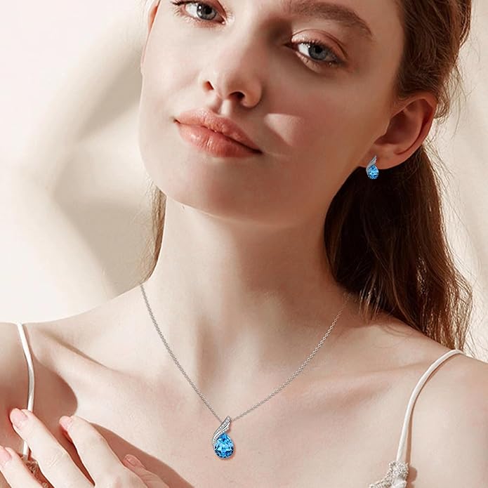 Charming Crystal Jewelry Sets For Women 18K White Gold Plating Bracelet Necklace And Earrings Sets For Wife Girlfriend Or Mothers Idea Gift For Mother's day