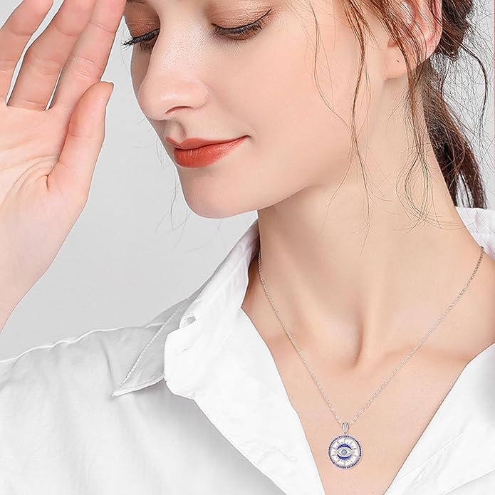 AENEAS Evil Eye Necklace for Women 925 Sterling Silver Necklace Ojo Turco Trendy Jewelry Gifts for Women Wife