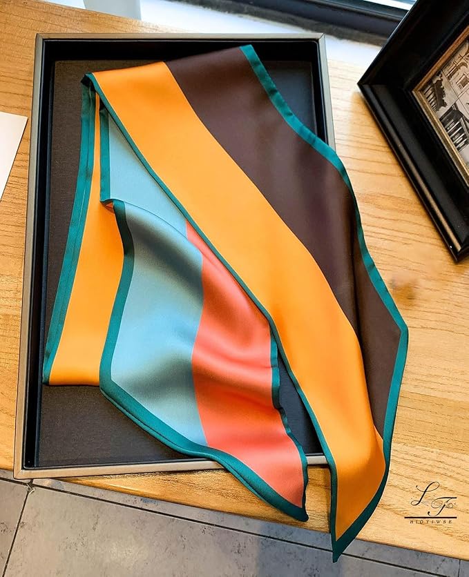 Hioyiwse Head Scarf Hair Neck Scarves For Women Purse Bag Scarfs For Handbags Silky Long Thin Satin Headscarf Fashion