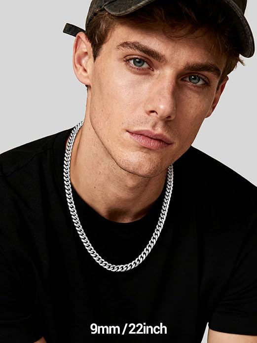 PROSTEEL Miami Cuban Link Chain for Men, 18K Gold/Black/Stainless Steel Necklace,6mm/9mm/12mm Width, Upgrade Clasp & Durable Chain for Mens Womens Jewelry,18"-30",with Gift Box
