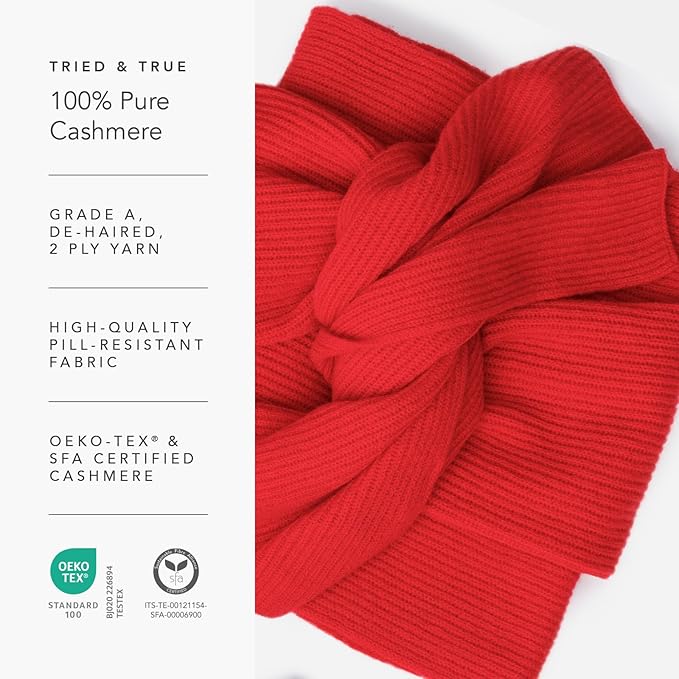 Fishers Finery Women's 100% Cashmere Ribbed Knit Winter Scarf | Black Label Box