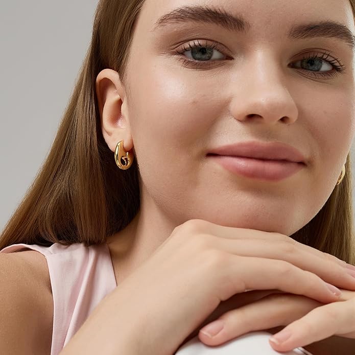 Green Crystal huggie gold hoop earrings for women Girls,14K Gold Plated with 925 Sterling Silver Post color Cubic Zirconia dainty cute Earrings| CZ Stud Earring