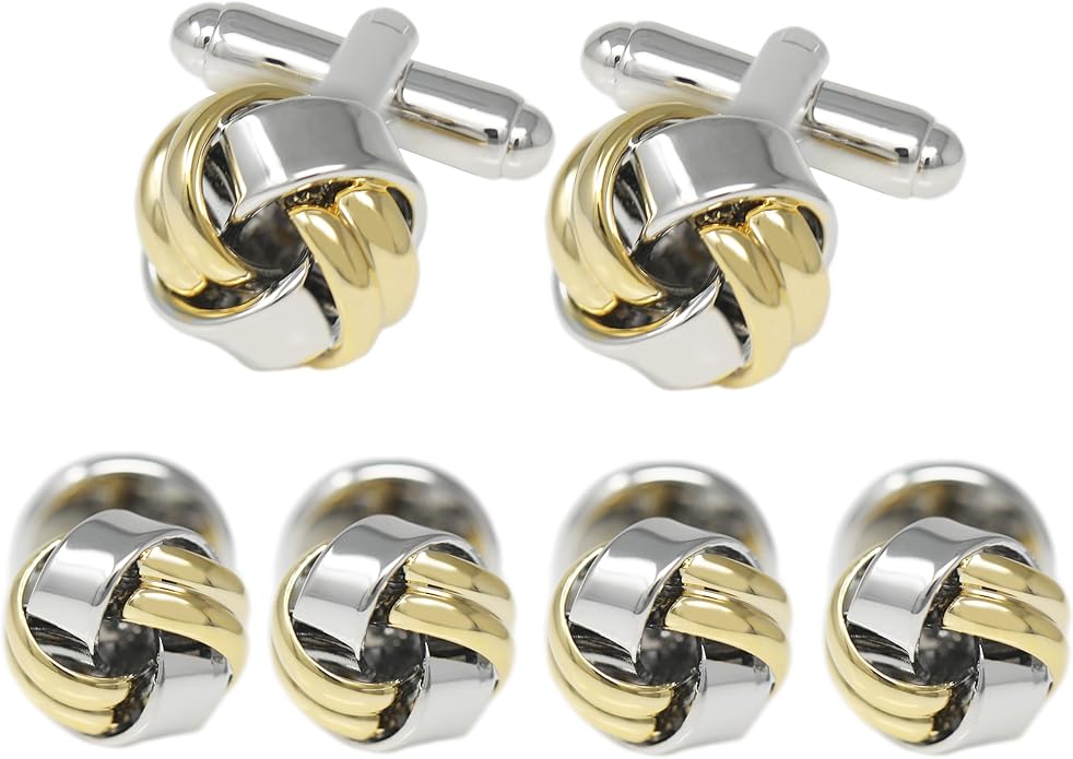 MENDEPOT Men Formal Wear Dress Shirt Cufflinks And Studs Set With Box Wedding Groom Groomsmen Gift