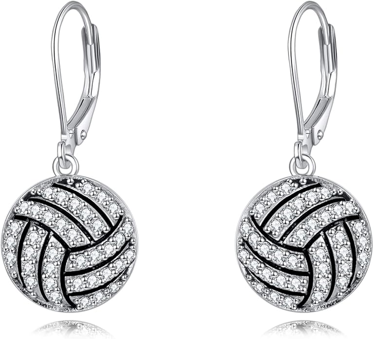 YFN Sports Jewelry Earrings 925 Sterling Silver Baseball Softball Basketball Rugby Football Tennis Volleyball Earrings for Women and Sports Fans Gifts