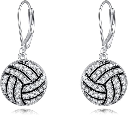 YFN Sports Jewelry Earrings 925 Sterling Silver Baseball Softball Basketball Rugby Football Tennis Volleyball Earrings for Women and Sports Fans Gifts