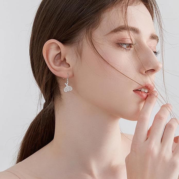 Pickleball/Tennis/Soccer/Volleyball/Golf/Hockey/Basketball Earrings for Women 925 Sterling Sliver Sports Ball Earrings Pickle Ball Dangle Earrings Pickleball Jewelry Gifts for Women Lover