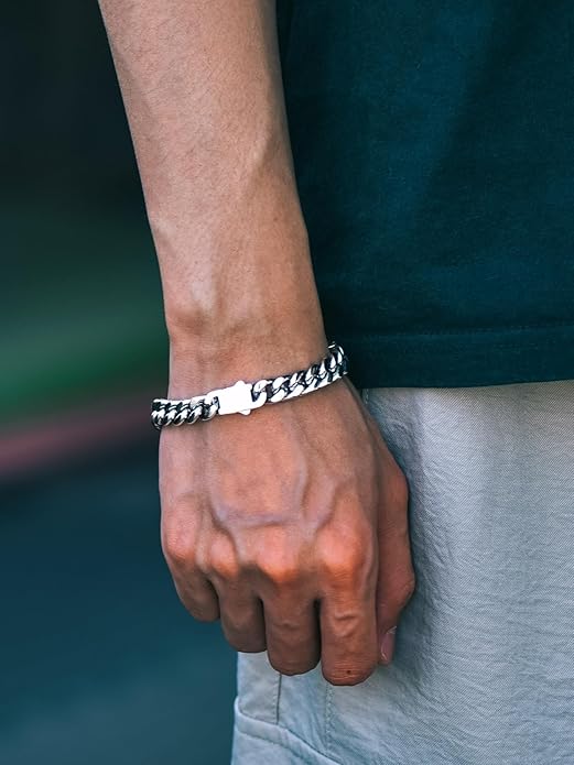 Richsteel 5/7/9/12mm Wide Miami Cuban Link Chain Bracelet for Men Women,Stainless Steel/Gold/Black Plated,7.4/8.2/9 Inch Length,Hip Hop Urban Street-wear Jewelry(Gift Wrapped)