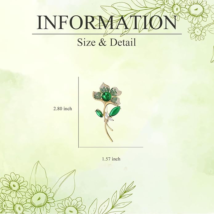 Flower Brooch for Women Girls Flower Rhinestone Brooch Gold Plated Lapel Pin Clothing Accessory Wedding Gift Fashion Jewelry for Mom Wife