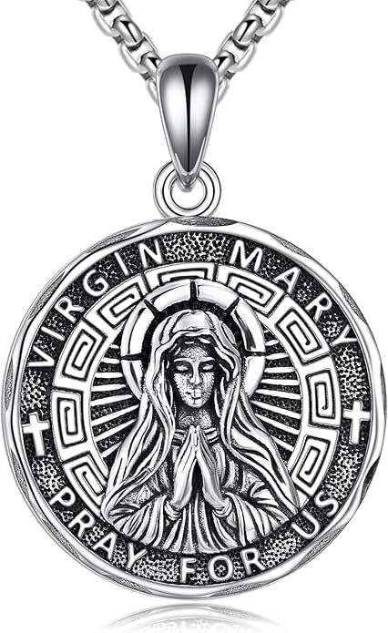YFN Patron Saint Necklace Sterling Silver Amulet Medal Pendant Religious Protector Jewelry Gifts for Women Men