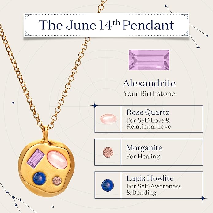 Birthdate 14k Gold Necklace for Women - 16-20in Adjustable 14 Karat Gold Chain with Lobster Clasp - Cadenas de Oro 14k Puro Para Mujer, Ladies Jewelry Birthstone