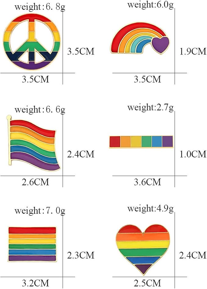 Tinsow Pride Gay Rainbow Flag Lapel Pins Enamel LGBT Lapel Pins Rainbow Brooch Decoration for Clothes and Bags (6)