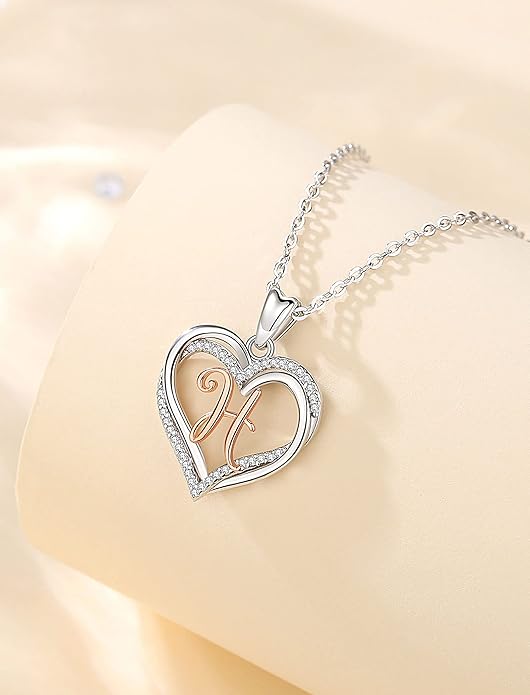 INFUSEU Unique Initial Necklaces for Women Girls Small Heart Letter Jewelry, Meaningful Personalized Gifts