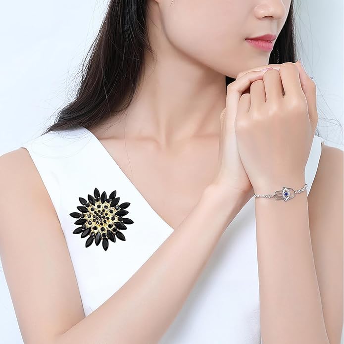Rhinestone Sunflower Brooch Pin Red Pink Flower Brooch Stylish Crystal Brooch Elegant Clothing Hat Bag Accessories Jewerly for Women