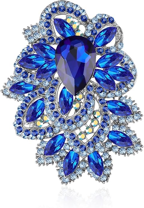YOQUCOL Cubic Zirconia Big Brooch Pin for Women Badge Flower Lapel Large Pin Scarves Shawl Clip Clothes Decoration