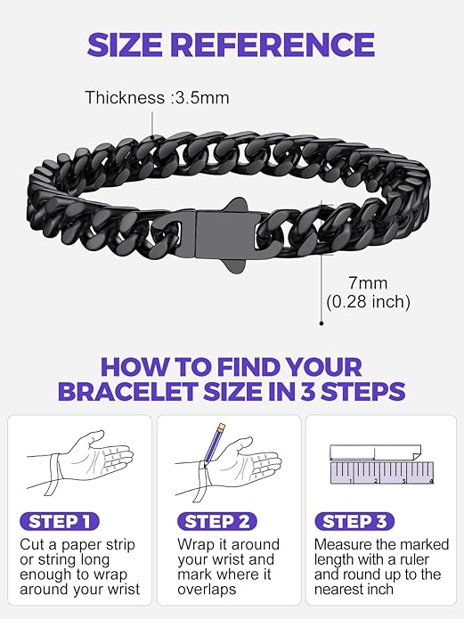 Richsteel 5/7/9/12mm Wide Miami Cuban Link Chain Bracelet for Men Women,Stainless Steel/Gold/Black Plated,7.4/8.2/9 Inch Length,Hip Hop Urban Street-wear Jewelry(Gift Wrapped)