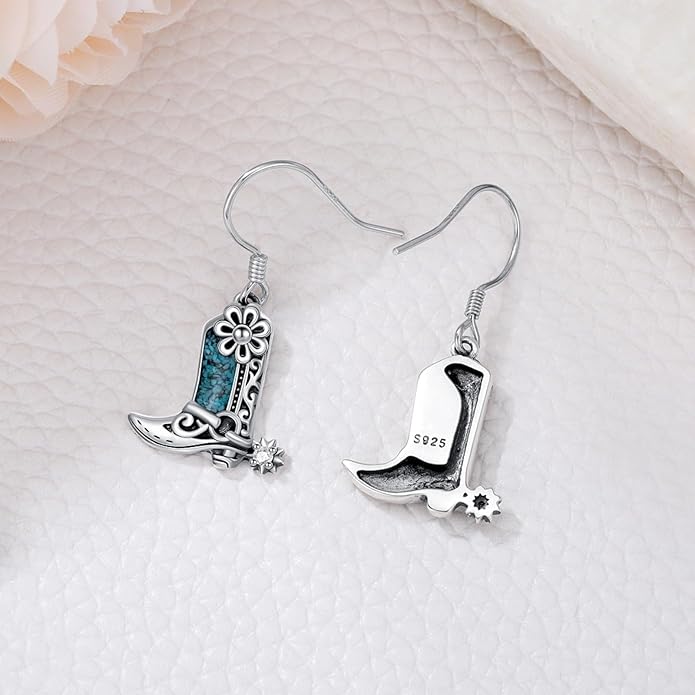 Western Earrings for Women 925 Sterling Silver Turquoise Western Country Dangle Drop Earrings Country Jewelry Gifts for Cowgirl Cowboy