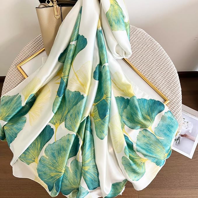 Long Silk Like Scarf Lightweight Satin Scarves Large Sunscreen Shawl Wrap for Women