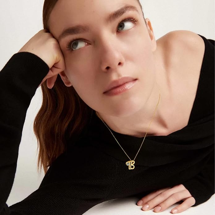 Custom4U Personalized Initial Picture Necklace for Women, Projection Necklace with Picture Inside, Gold/Silver Letter Pendant Necklace, Custom Photo Gifts for Mom Wife Birthday Valentines