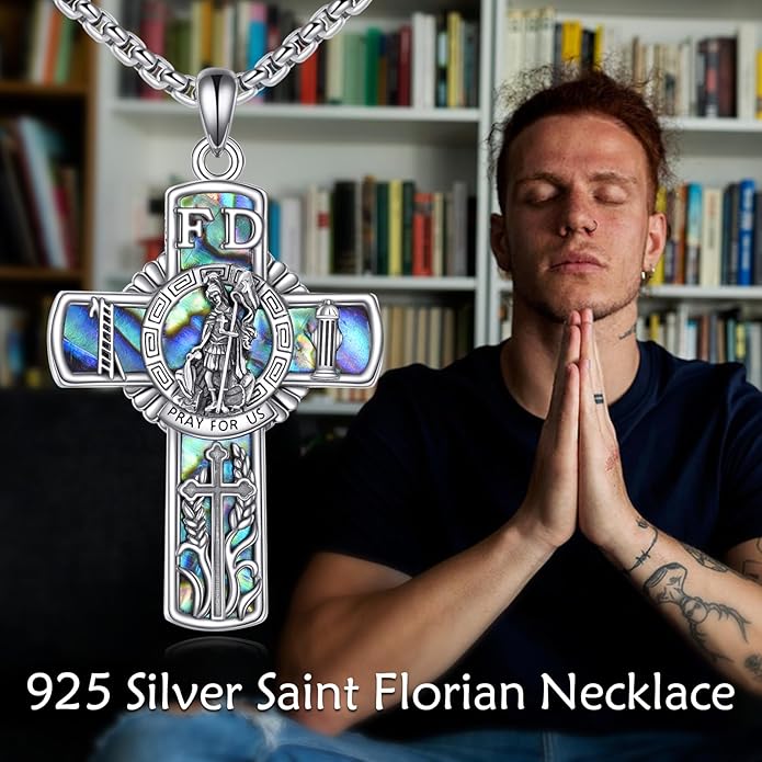 YFN Patron Saint Necklace Sterling Silver Amulet Medal Pendant Religious Protector Jewelry Gifts for Women Men