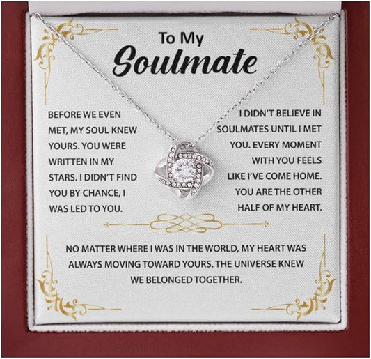 To My Beautiful Soulmate Necklace Romantic Gift for Girlfriend Wife With Message Card & Gift Box, Perfect for Anniversary Birthday Christmas or Valentine’s Day