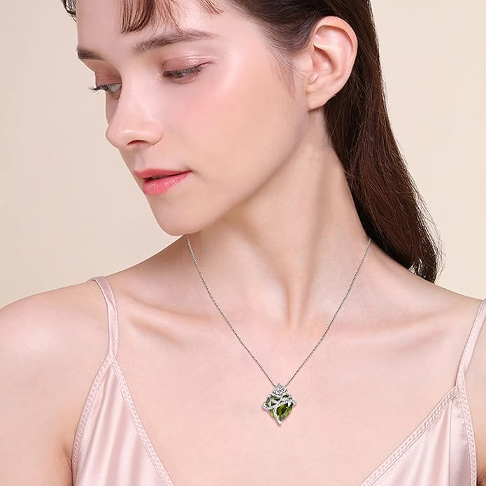 Birthstone Necklace for Women 925 Sterling Silver Love Heart Rose Flower Necklace Dainty Jewelry Gifts for Women Wife Girlfriend Mother Daughter Her