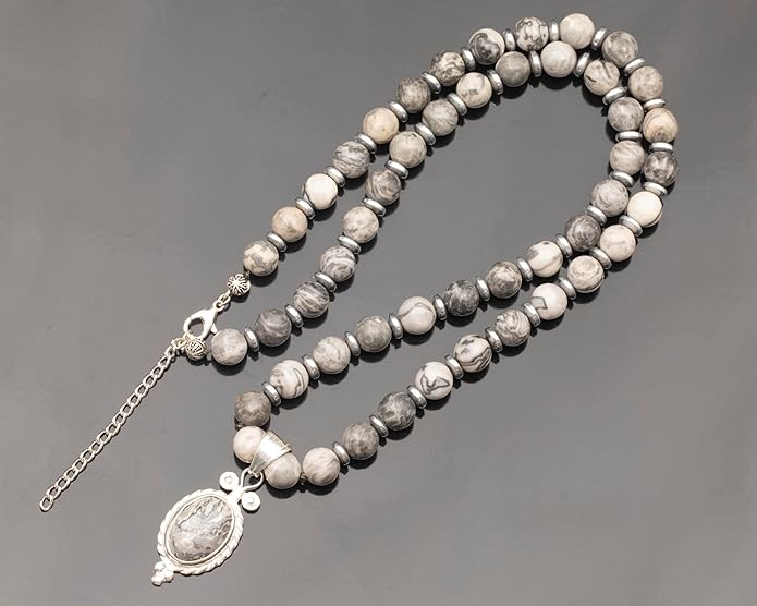 Natural Carnelian Agate Silver Pendant, Genuine Black Onyx Beaded Necklace, Gemstone Strong Necklace, 18x13 Cabachon, Fashion Dainty Jewelry, Healing Crystal Chakra Necklace, Minimalist Necklace