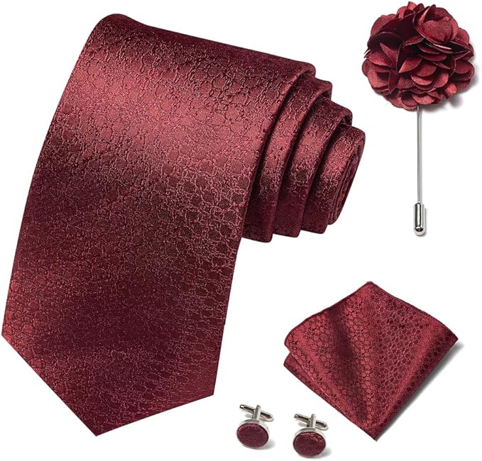 joy alice Ties Set Men Mixed Color Necktie Handkerchief Cufflinks Brooch 3.15 Formal