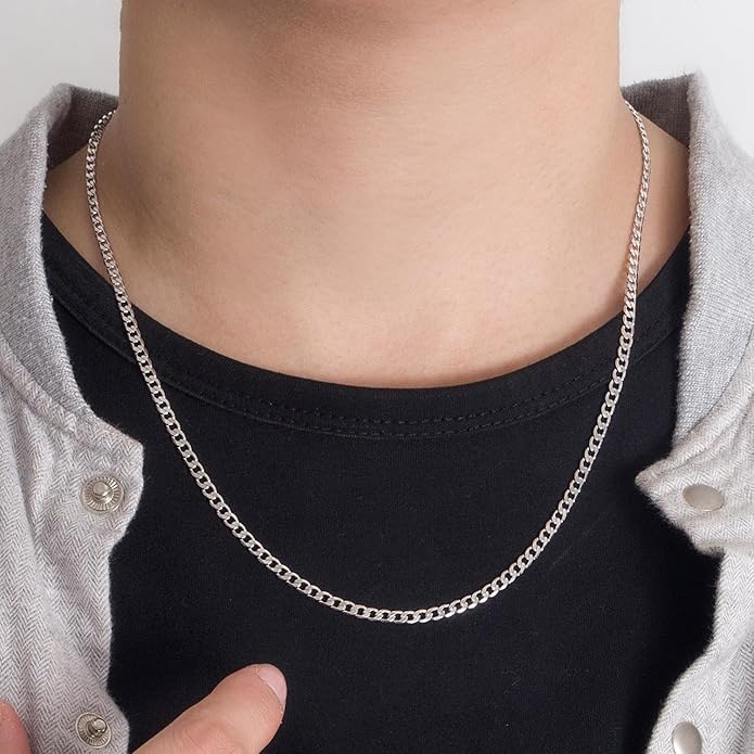 Dankadi Men 925 Sterling Silver Necklace 3-4-5MM Italy Diamond Cut Cuban Link Chain 16 "17" 18 "19" 20 "22" 24 "26" 28 "30" Fine Jewelry Gifts For Women