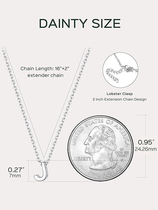 ChicSilver 925 Sterling Silver Initial Necklace for Women Dainty Letter Jewelry Personalized Gift