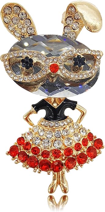 Rhinestone Rabbit Brooches for Women, Sparkling Crystal Alloy Lapel Pin, Vintage Animal Jewelry for Blazers, Sweaters, Scarves, Tote Bags - Versatile Accessories for Daily Wear, Parties, Weddings