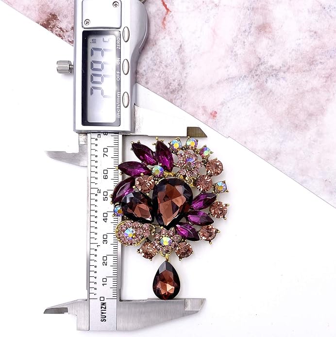 LAXPICOL Vintage Wedding Bridal Big Blue Crystal Rhinestone Tear drop Brooch Pin for Women