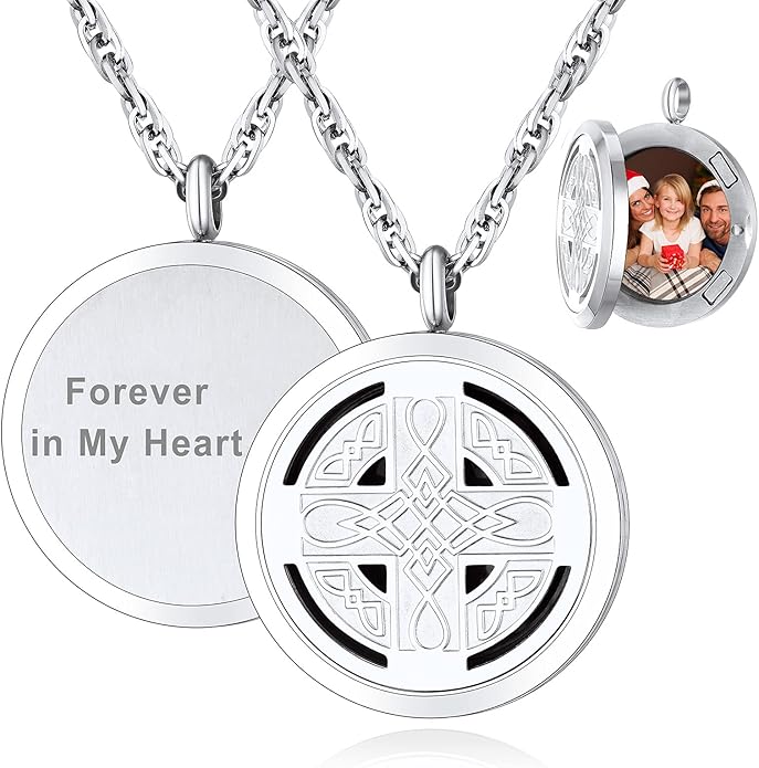 Supcare Locket Necklace That Holds Pictures-Engraved Photo Pendant Custom Jewellery Gifts for Men Women (with Jewellery Gift Box)