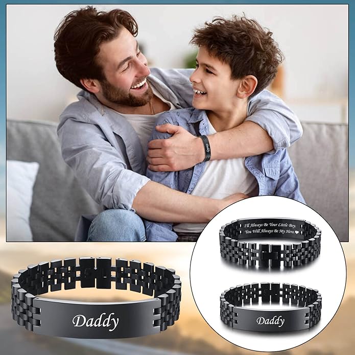 VNOX Masculine Watch Band Stainless Steel Link Bracelet Personalized Jewelry Gift for Men DAD Father Husband Boyfriend