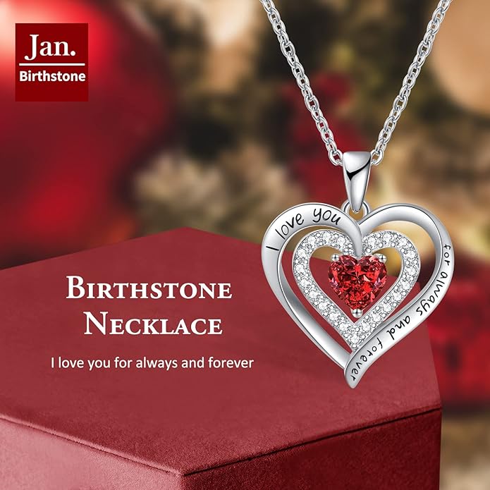 REDBEE Necklaces for Women Birthstone Heart Necklace Jewelry for Wife Girlfriend Woman Necklace
