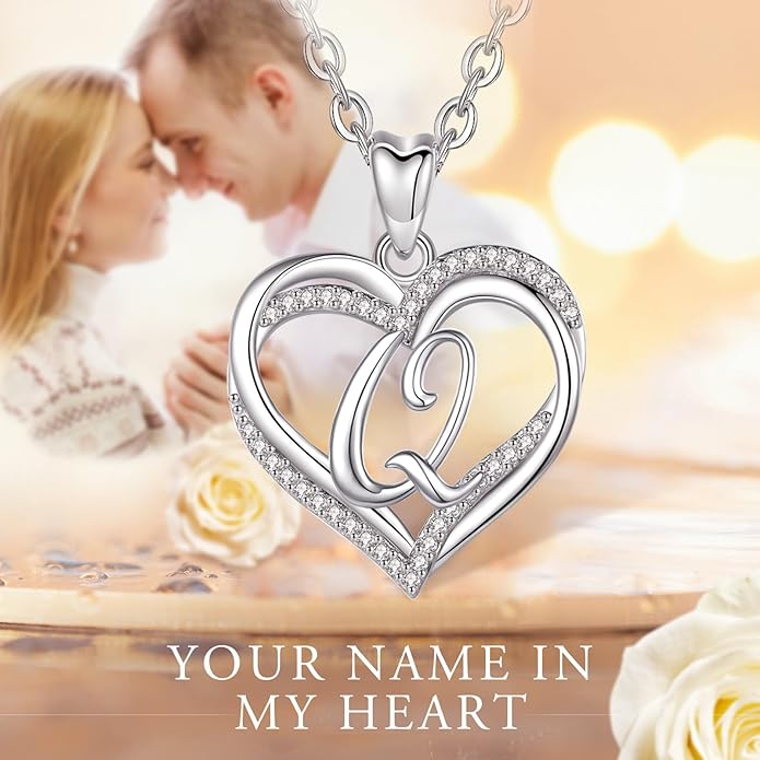 INFUSEU Unique Initial Necklaces for Women Girls Small Heart Letter Jewelry, Meaningful Personalized Gifts