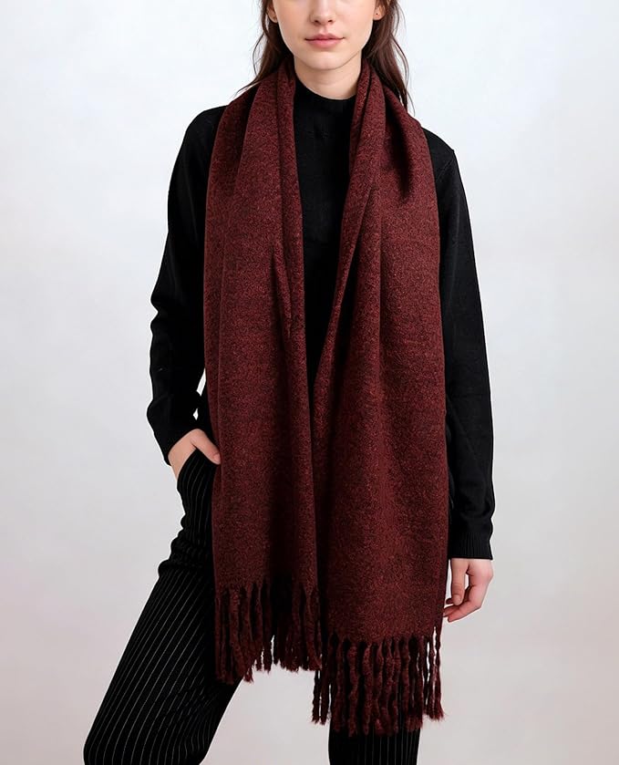 Achillea Warm Cashmere-Feel Winter Scarf – Thick Pashmina Shawl Wrap for Cold Weather