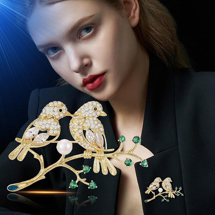 Animal Brooch for Women Girls 18k Gold Plated Animal Brooch Pin Rhinestone Animal Brooch Lapel Pin Jewelry Thanksgiving Day Birthday Wedding Gifts for Mom Wife