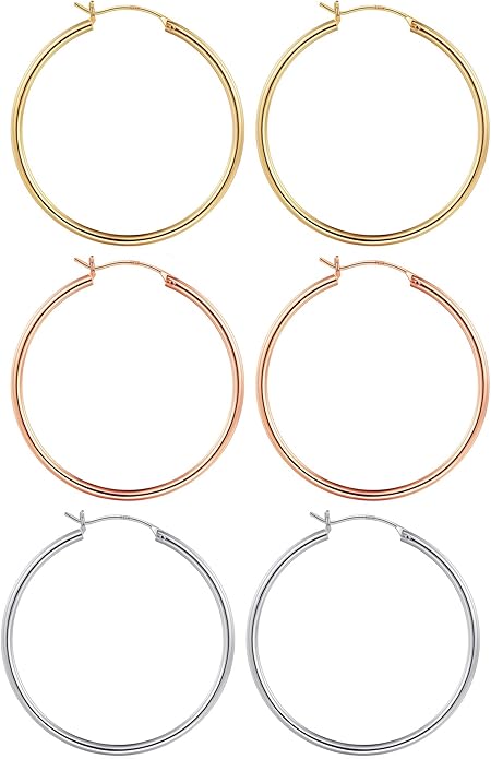 M MOOHAM 14K-Gold-Plated Hoop Earrings for Women - Hypoallergenic 14K Gold 925 Sterling silver-plated Post Sensitive Ears Nickel Free Hoops Earrings Set for Women Jewelry Lightweight 13-60mm