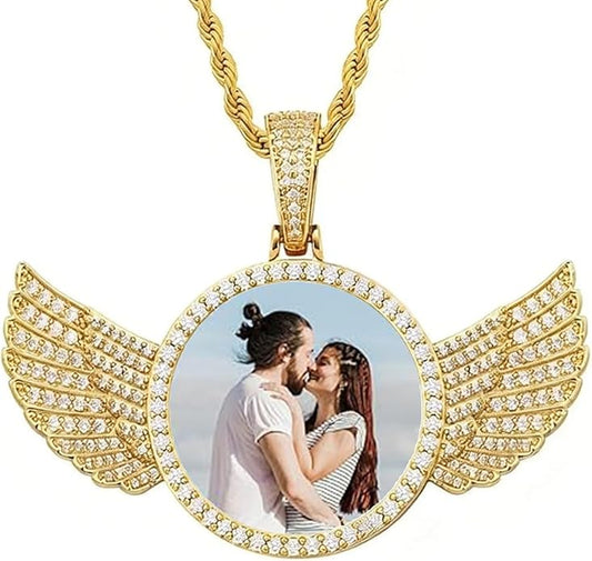 CLYLIFE Picture Necklace Personalized Photo,Custom Disc/Heart Pendant for Men Women Dad Mom Customized Necklace with Chain Photos Memorial Gifts for Mother's Day, Birthday, Anniversary