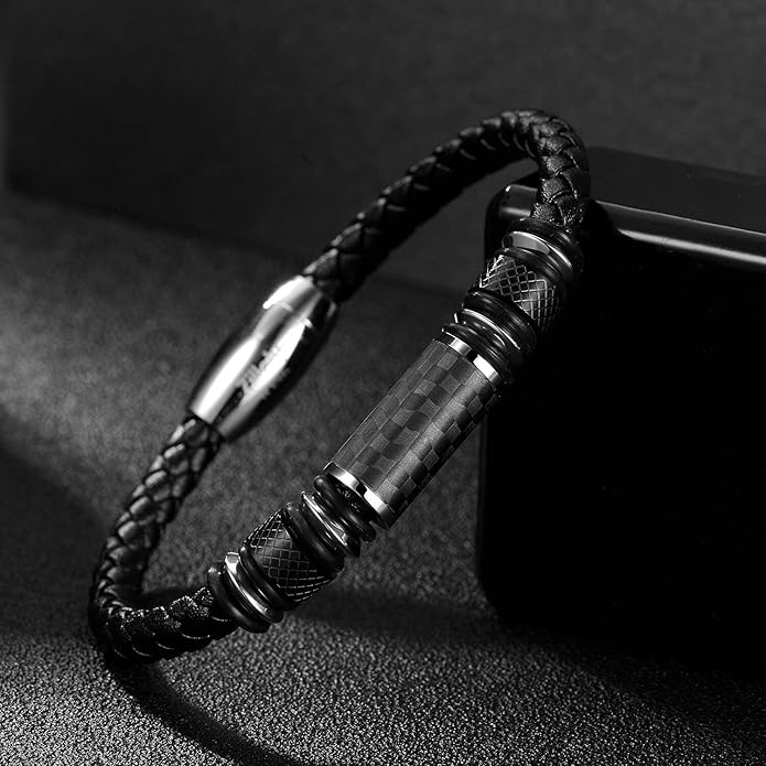 Men's Stainless Steel Two-Tone Square Link diamond Bracelet in Black & Blue Ion-Plated Black