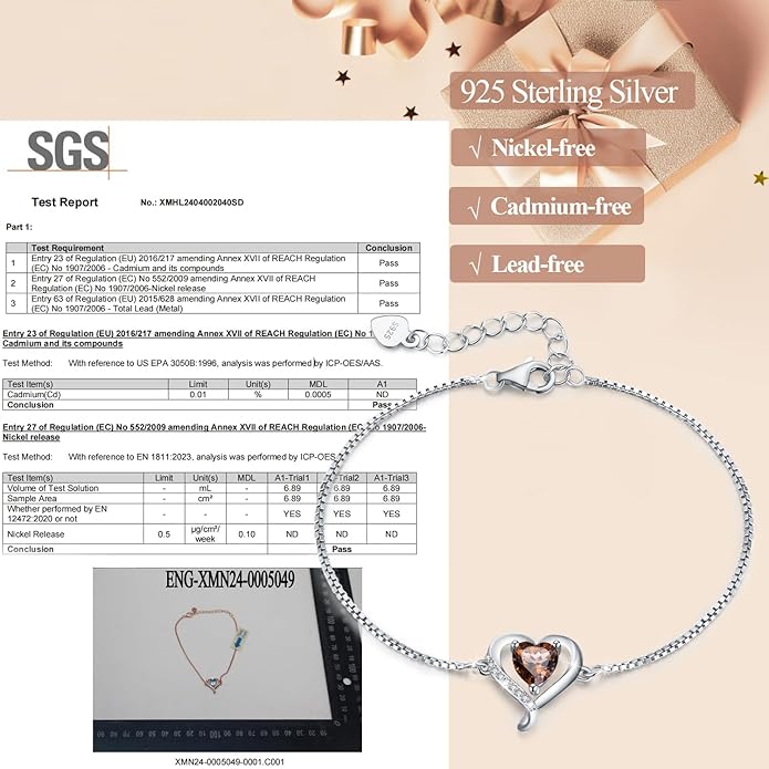 LAVUMO Love Heart Bracelets for Women 925 Silver Charm Birthstone Bracelet Adjustable Anniversary Birthday Jewelry Gifts for Women Girlfriend Wife Daughter Mom Her
