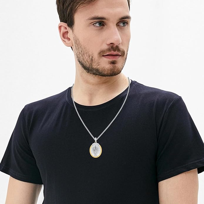 Taioiat Saint Necklace 925 Sterling Silver St Necklace Amulet Pendant Jewelry Religious Gift for Men Women