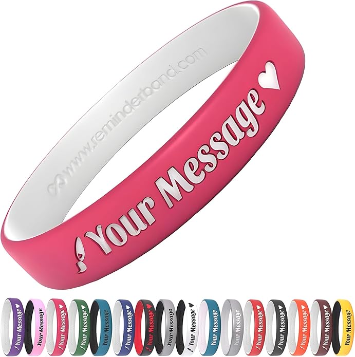 Reminderband Custom 100% Silicone Luxe Wristbands – Personalized Motivational Bracelets, Bulk Rubber Bands for Events, Fundraisers, Awareness, Gifts - Hypoallergenic Bands