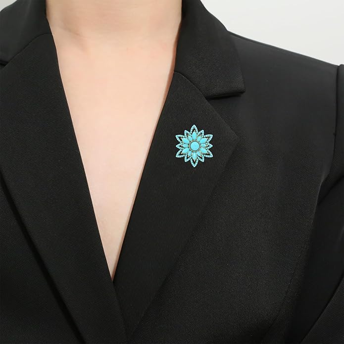 Turquoise West Cowboy Oval Tear Drop Brooch Pin for Women Retro Brooches Pins Classic Fashion Jewelry Accessories Gift