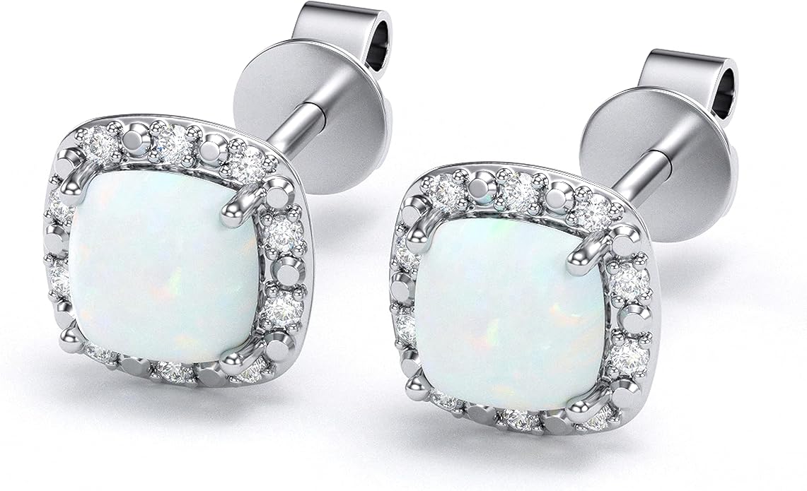 10K White Gold Birthstone Stud Earrings For Women - Hypoallergenic Trendy Diamond Women Jewelry Earrings Set - Simple Waterproof Ladies Earring Pack - Jewelry Gifts for Wife