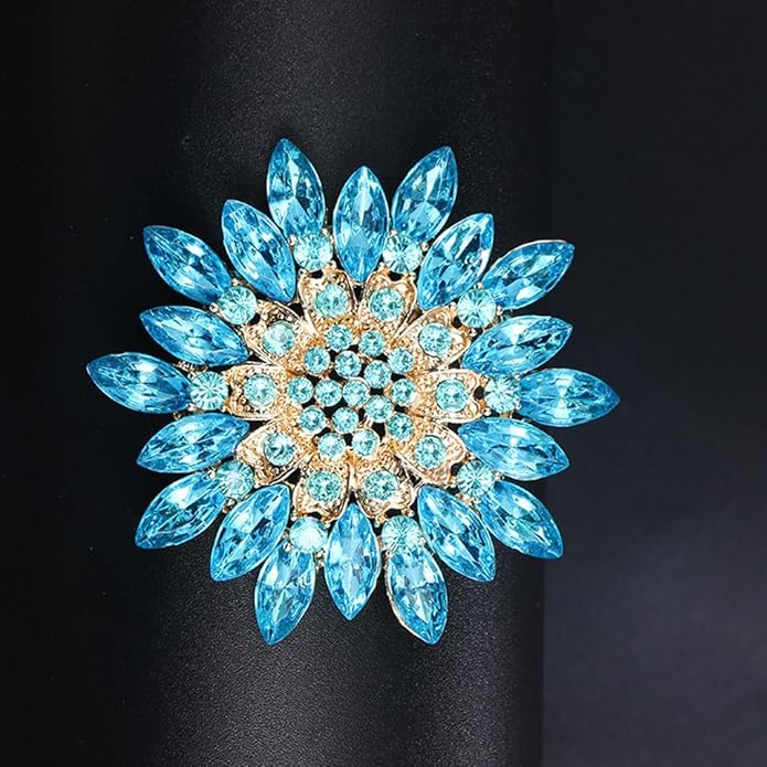 Rhinestone Large Flower Brooches Pins for Women Fashion Sparkly Crystal Sunflower Statement Brooch Unique Wedding Party Suit Dress Jewelry Accessories