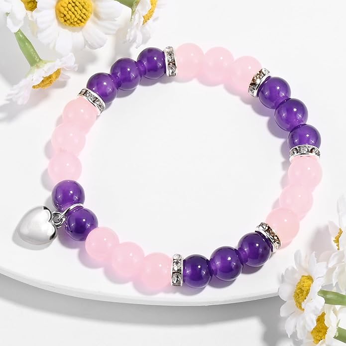 VIBILIA Cross Beaded Bracelets for Women, Inspirational Natural Heart Religious Bracelets for Women, Birthday Christian Gifts for Women on Thanksgiving Christmas Gifts
